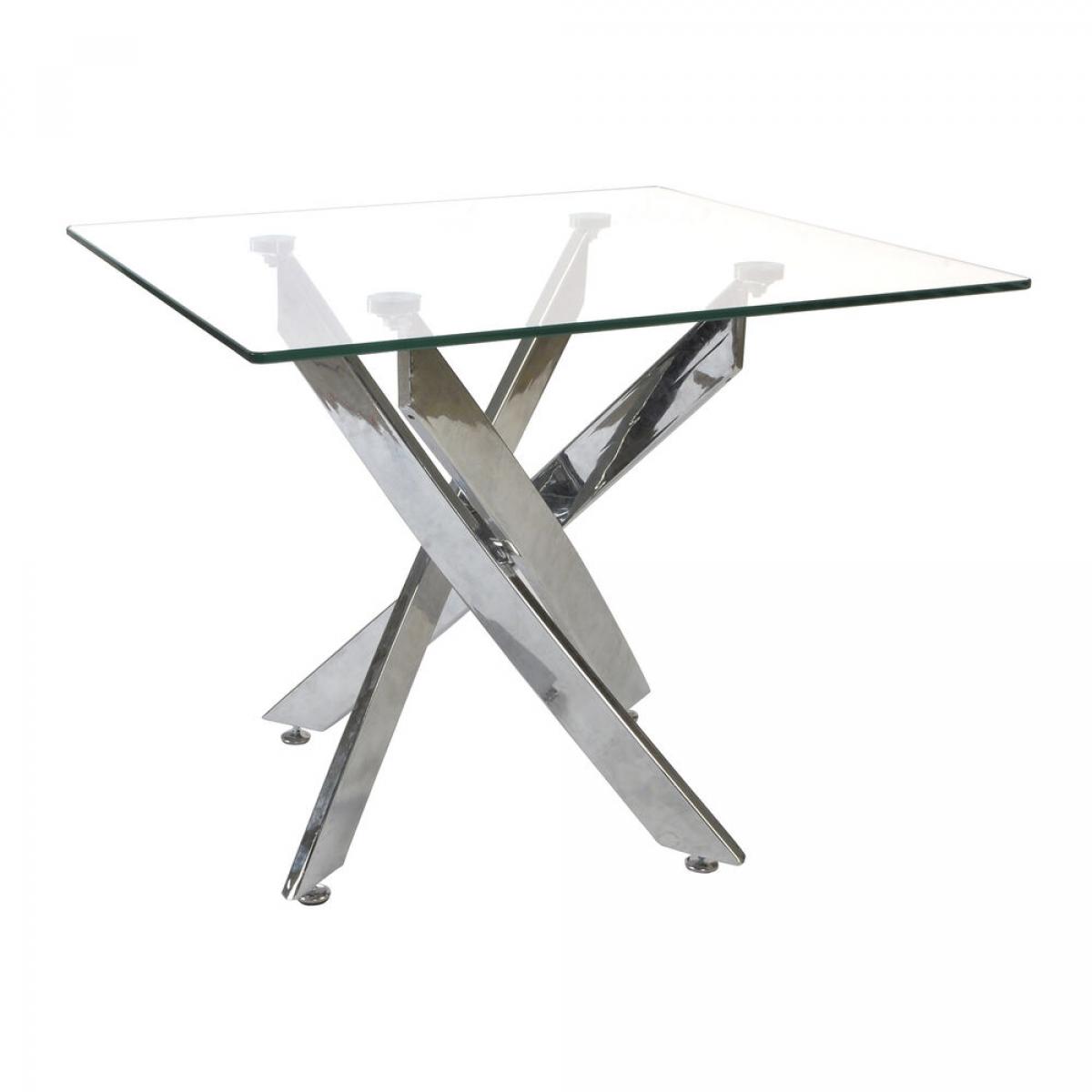 Mesa auxiliar DKD Home Decor Cristal Plateado Metal Transparente