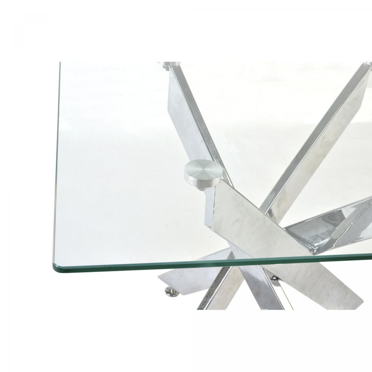 Mesa auxiliar DKD Home Decor Cristal Plateado Metal Transparente