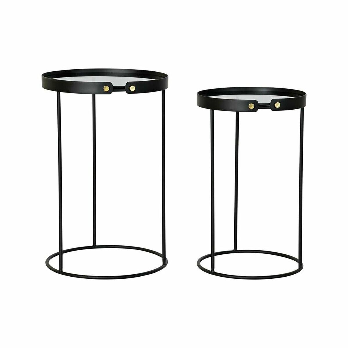 Juego de 2 Mesitas DKD Home Decor Negro Dorado 30 x 40 cm 38 x 38 x 59 cm