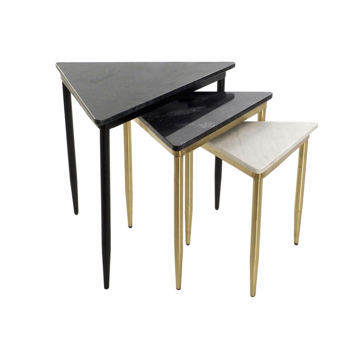 Juego de 3 Mesitas DKD Home Decor Blanco Negro Verde Dorado 68 x 46,5 x 53 cm
