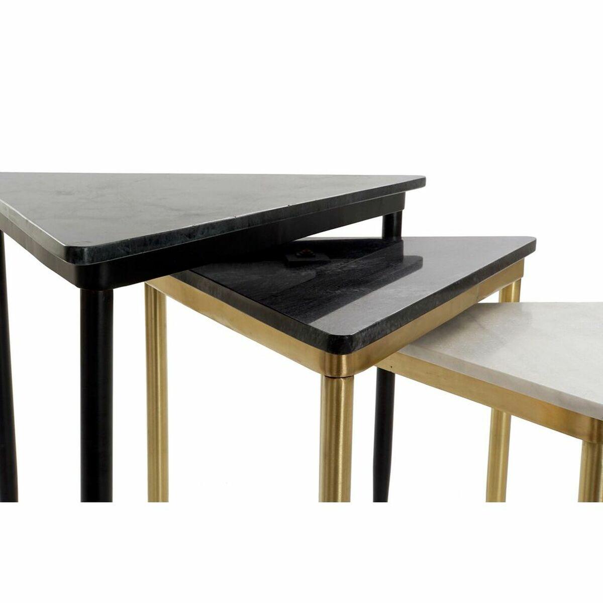Juego de 3 Mesitas DKD Home Decor Blanco Negro Verde Dorado 68 x 46,5 x 53 cm
