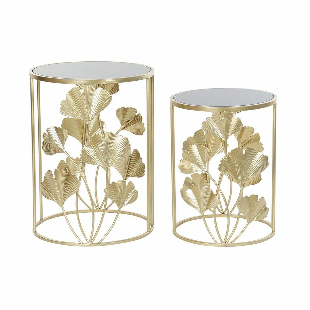 Juego de 2 Mesitas DKD Home Decor Dorado Metal Cristal 41,5 x 41,5 x 55 cm