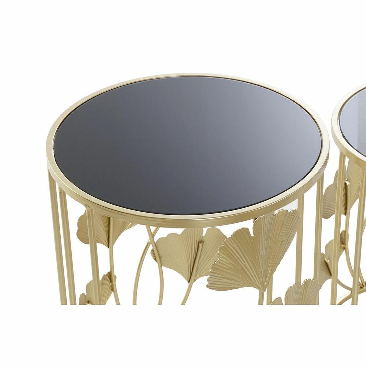 Juego de 2 Mesitas DKD Home Decor Dorado Metal Cristal 41,5 x 41,5 x 55 cm