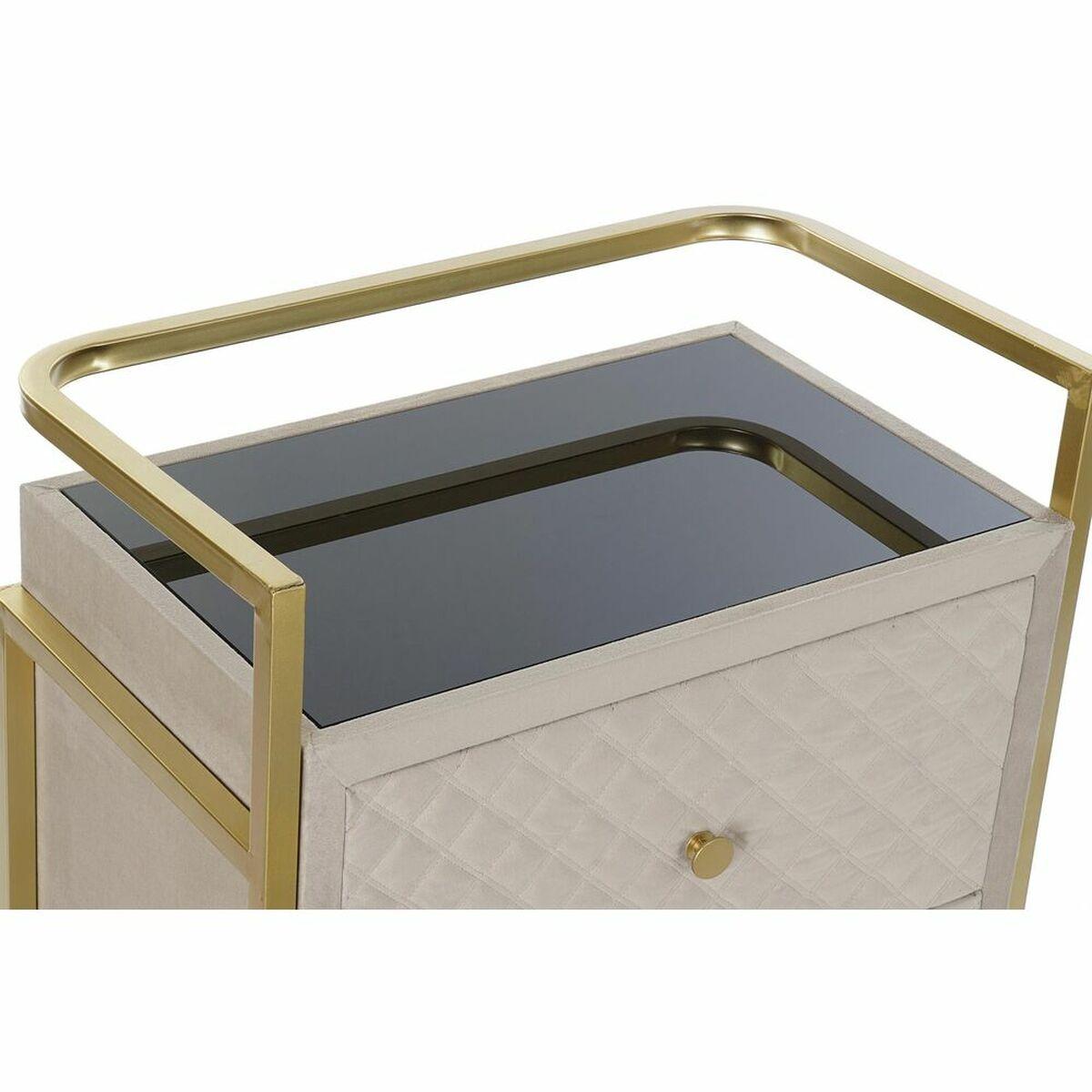 Mesa auxiliar DKD Home Decor Beige Dorado Metal Cristal 60 x 35 x 75 cm