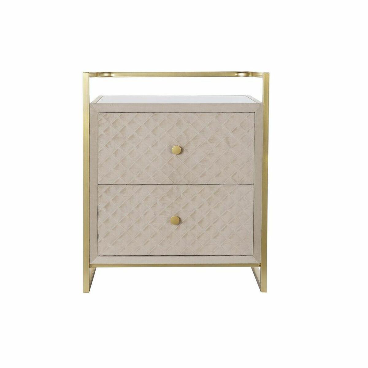 Mesa auxiliar DKD Home Decor Beige Dorado Metal Cristal 60 x 35 x 75 cm