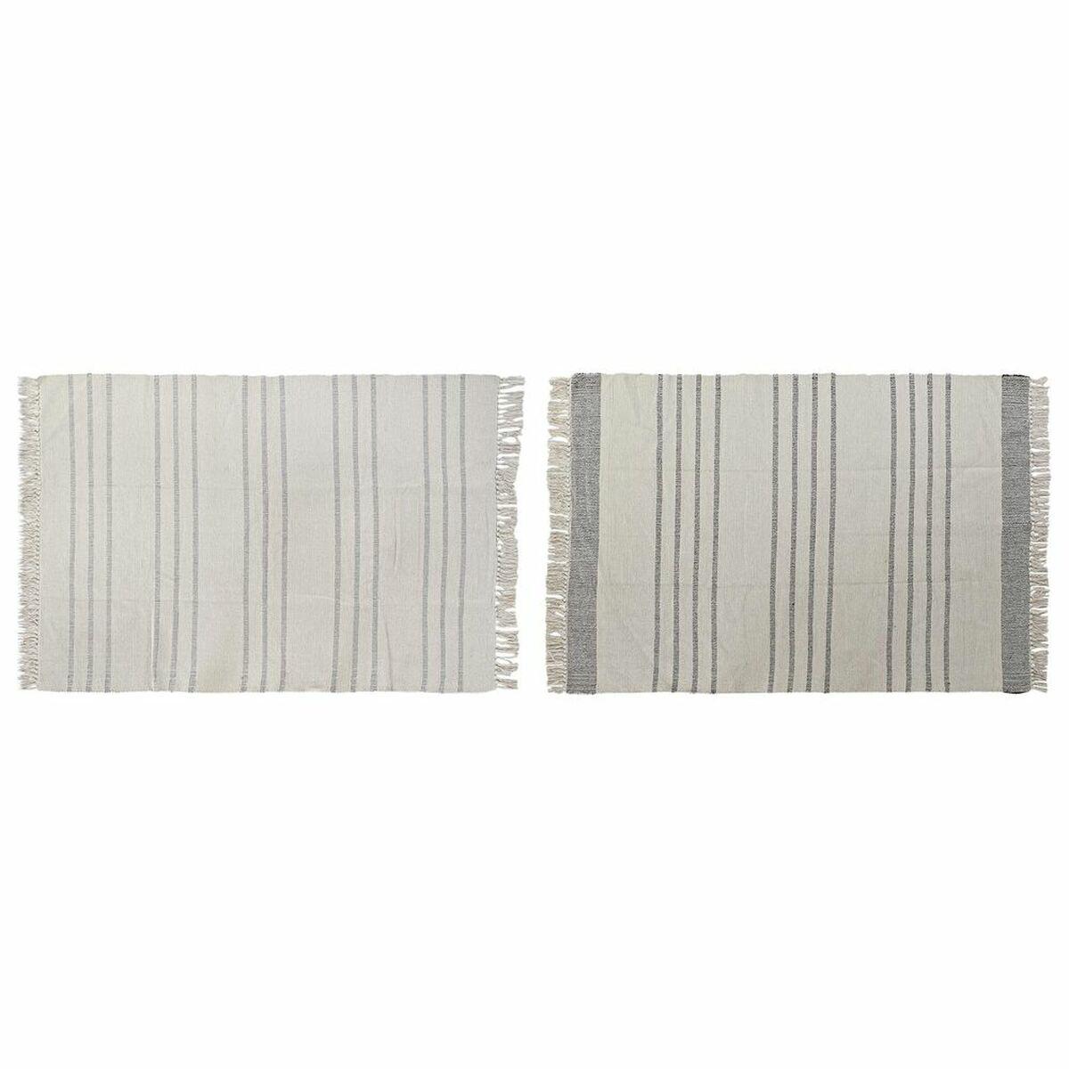 Alfombra DKD Home Decor 120 x 180 x 0,75 cm Gris Poliéster Blanco Flecos Boho (2 Unidades)