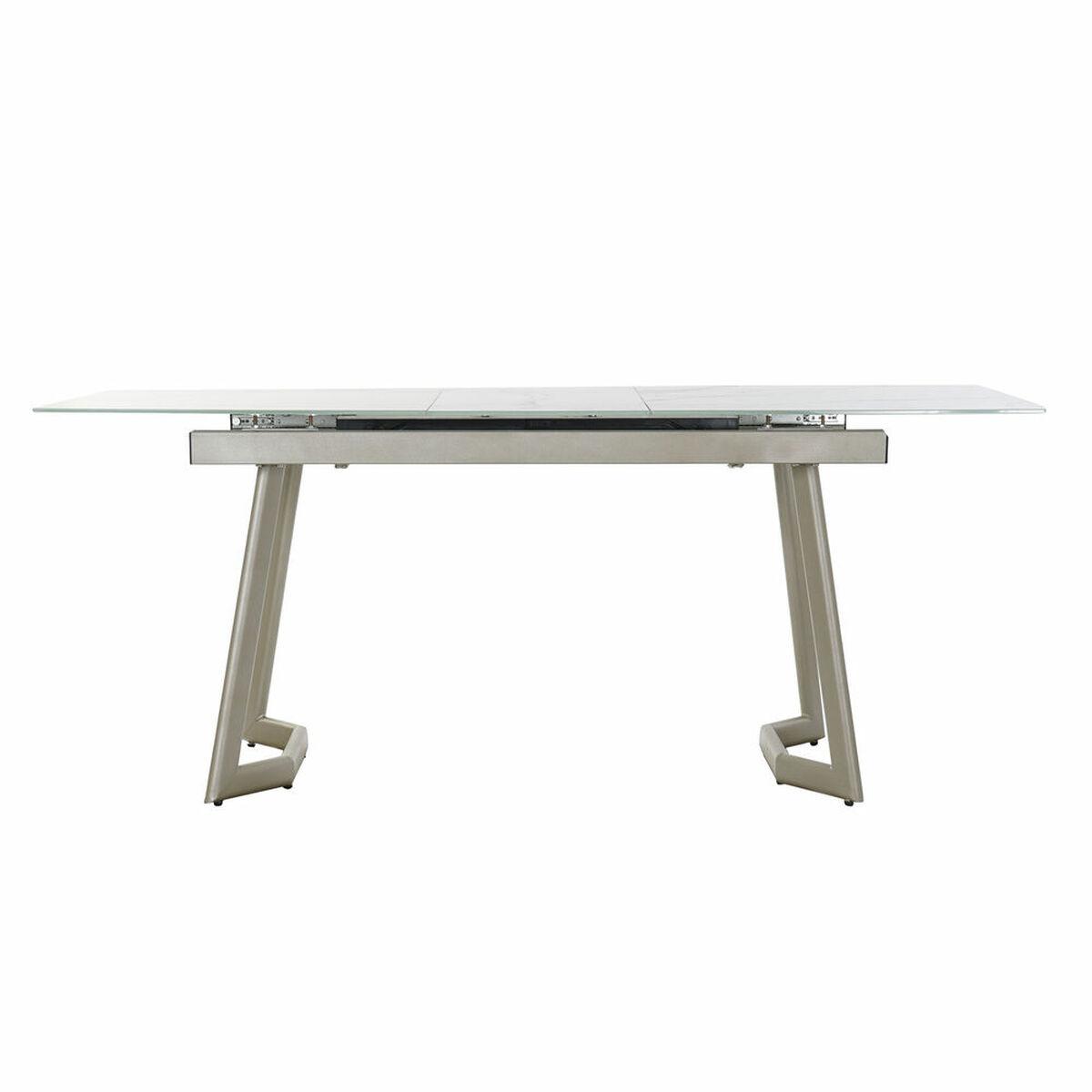 Mesa de Comedor DKD Home Decor Cristal Dorado Metal Blanco (140 x 80 x 76 cm)