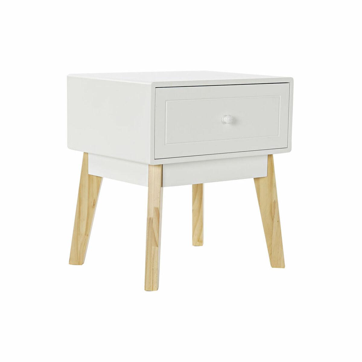 Mesita de Noche DKD Home Decor Blanco Natural Madera MDF 45 x 36 x 49 cm