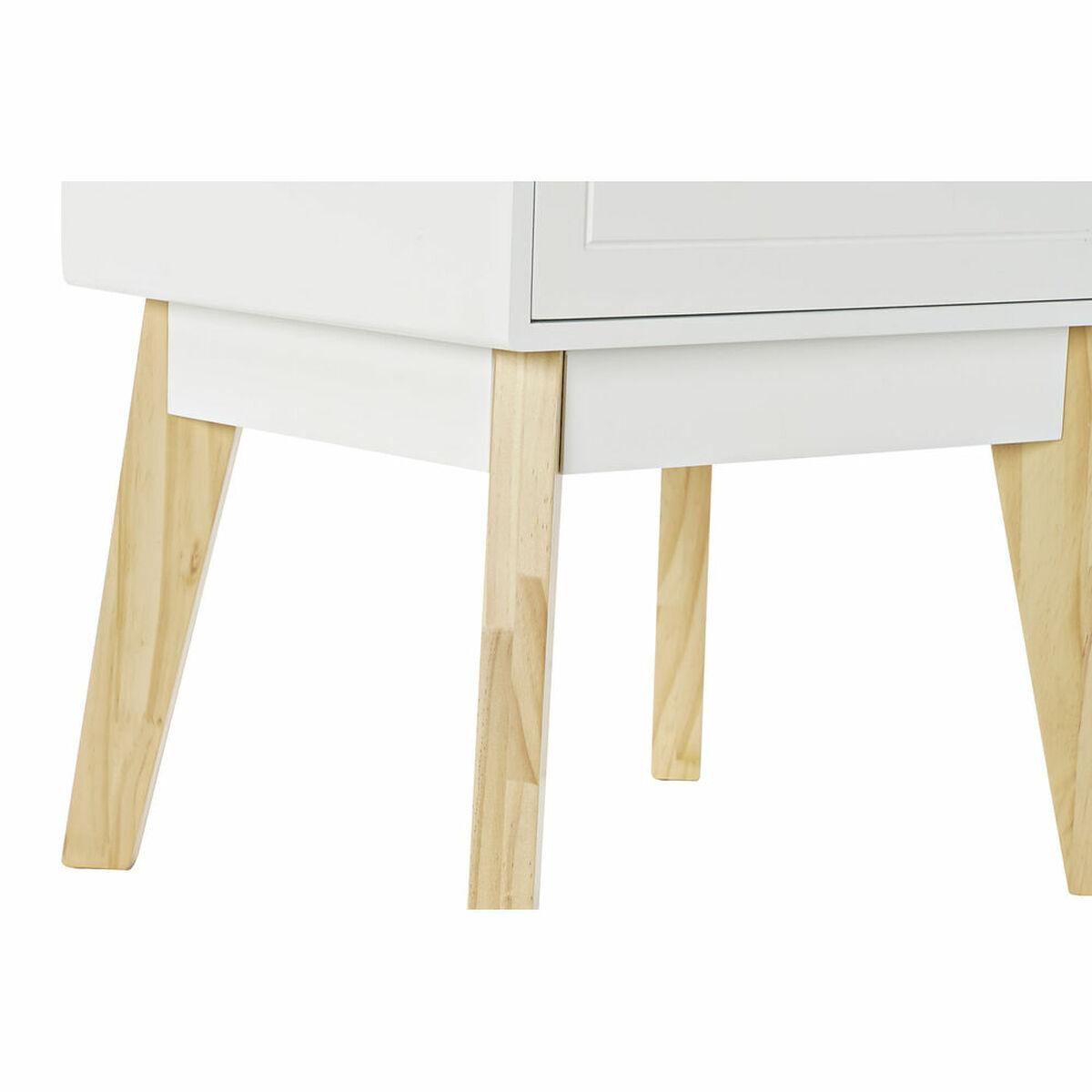 Mesita de Noche DKD Home Decor Blanco Natural Madera MDF 45 x 36 x 49 cm