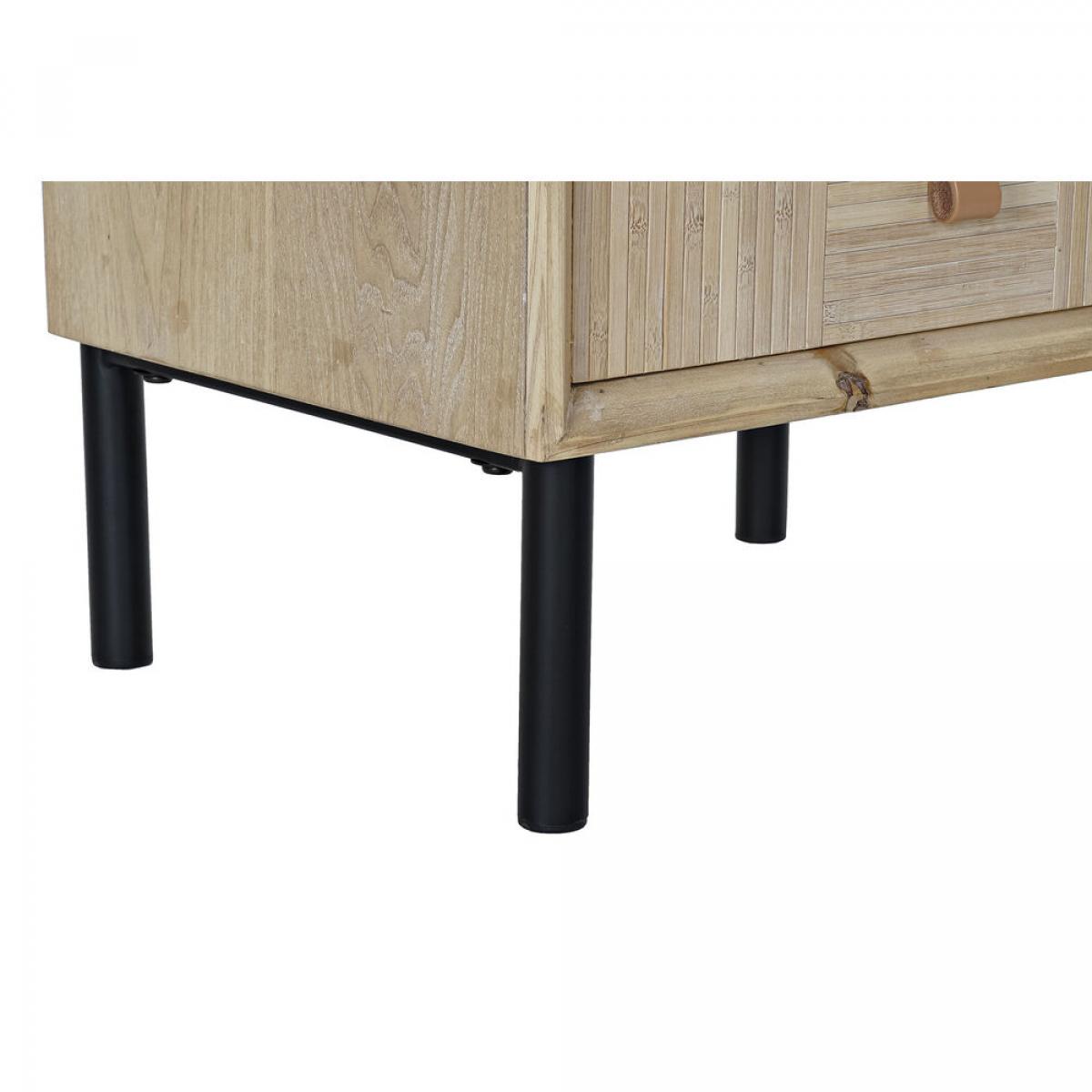 Mesita de Noche DKD Home Decor Abeto Natural Negro Madera MDF 45 x 35 x 60 cm