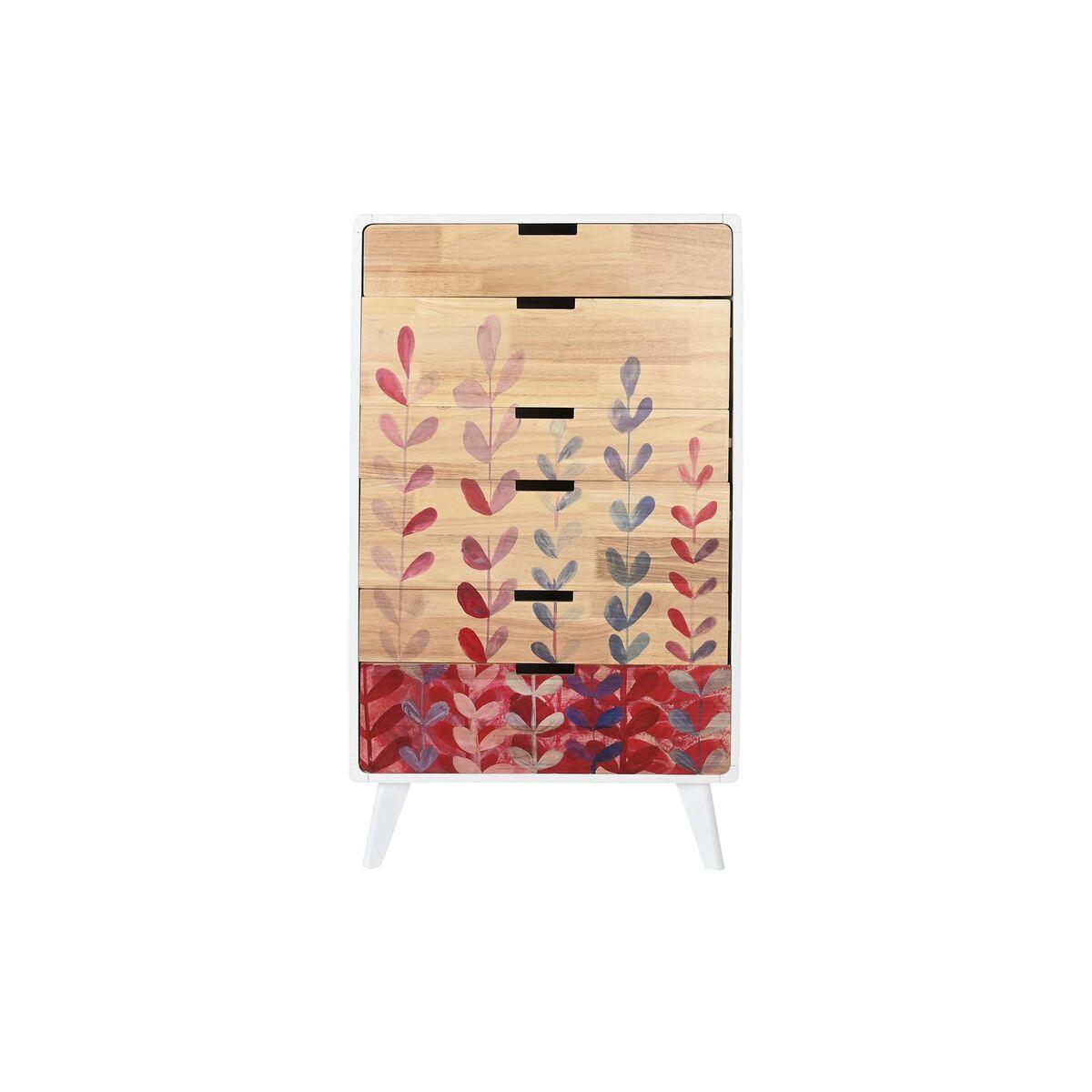 Cómoda DKD Home Decor Scandi Natural Madera de caucho Blanco Granate Madera MDF 60 x 30 x 108 cm
