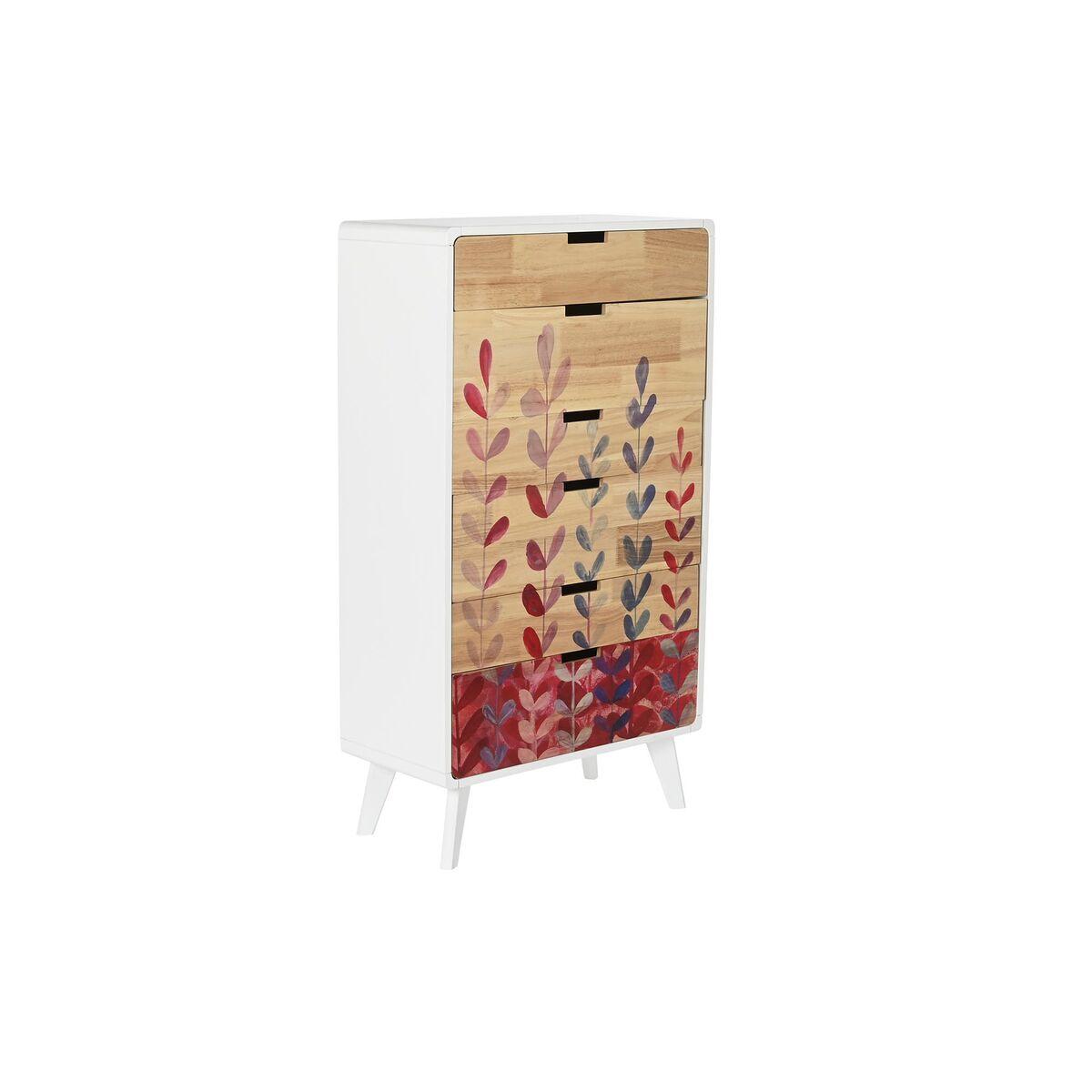 Cómoda DKD Home Decor Scandi Natural Madera de caucho Blanco Granate Madera MDF 60 x 30 x 108 cm