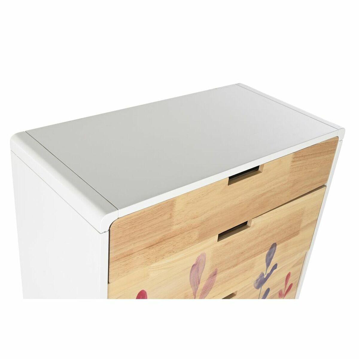 Cómoda DKD Home Decor Scandi Natural Madera de caucho Blanco Granate Madera MDF 60 x 30 x 108 cm