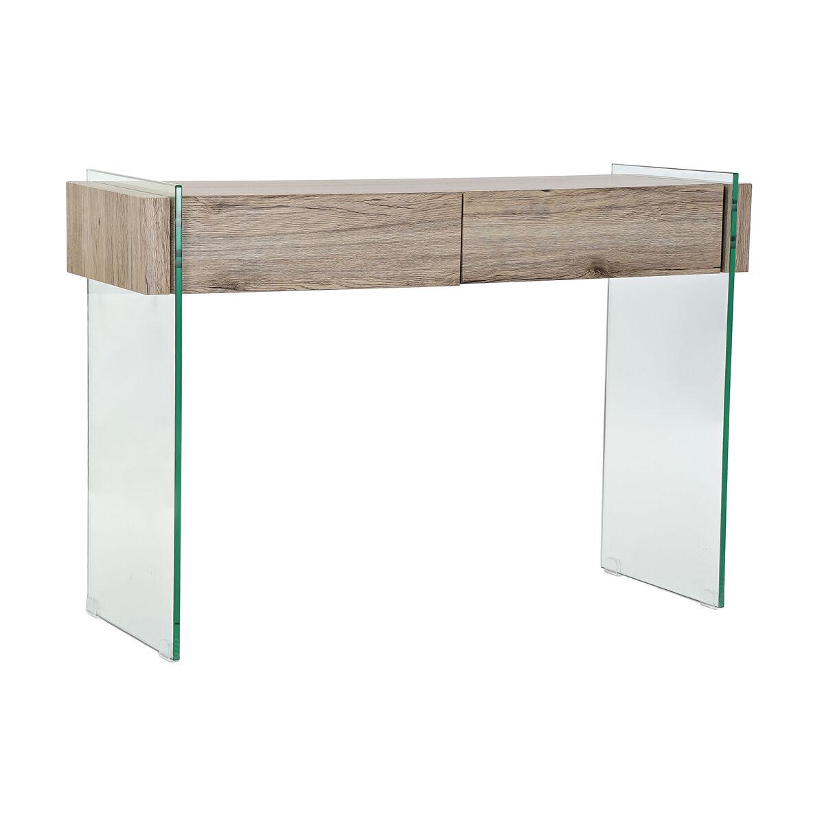 Consola DKD Home Decor 110 x 40 x 75 cm Natural Transparente Cristal Templado Madera MDF