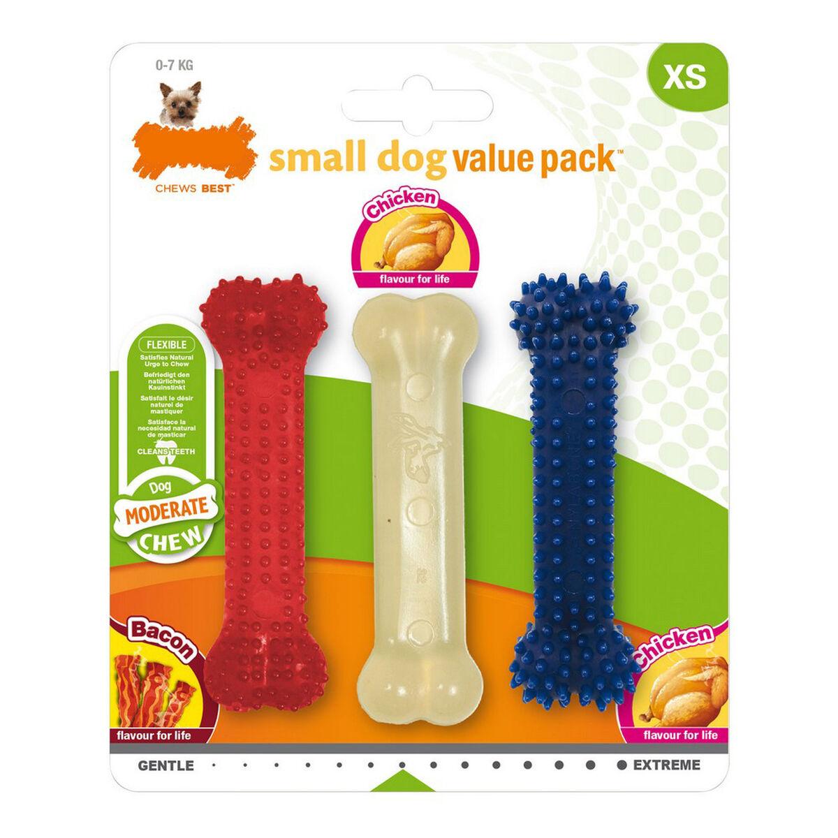 Mordedor de perro Nylabone Value Pack Bacon Talla S Pollo Termoplástico (3 pcs)