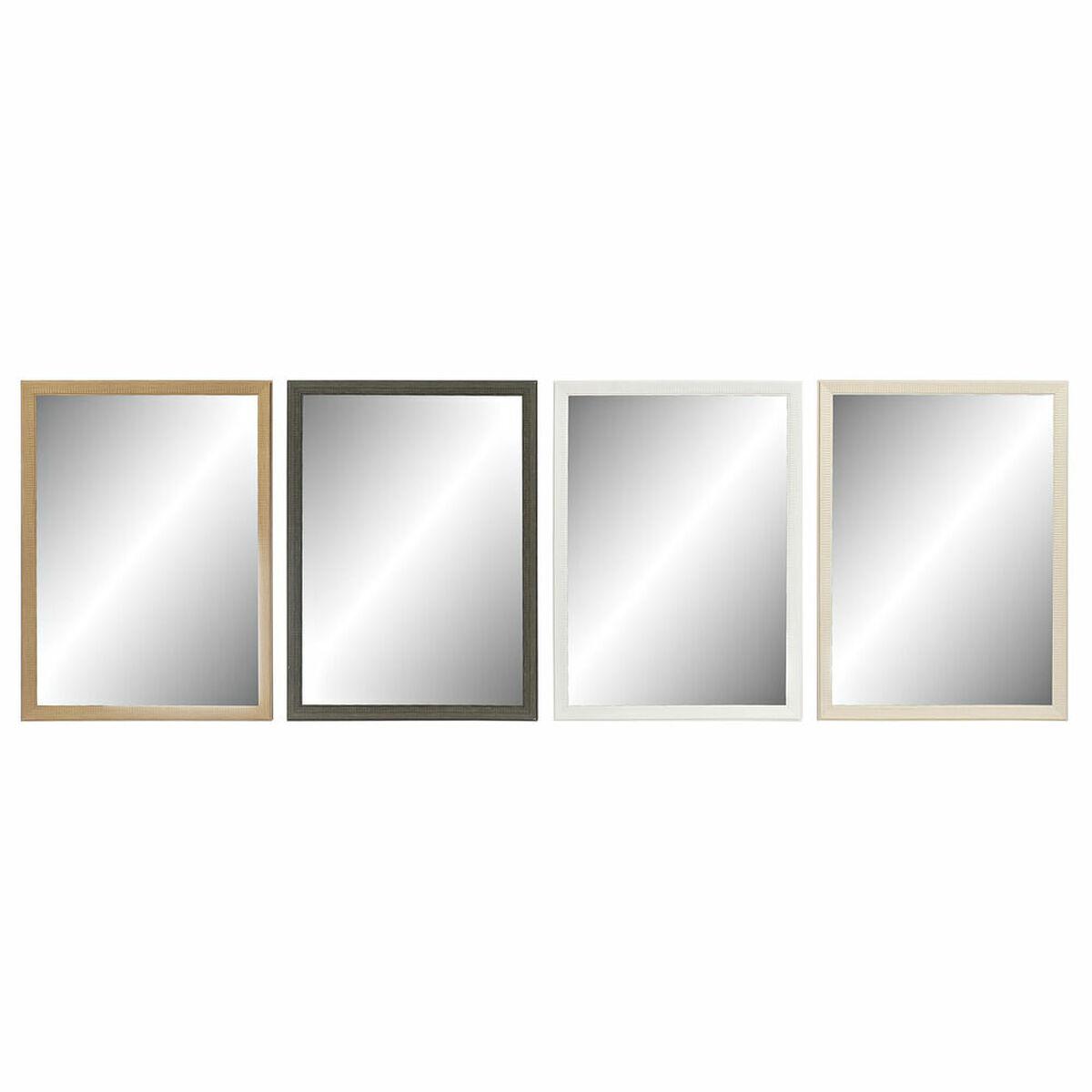 Espejo de pared DKD Home Decor Blanco Marrón Gris Natural 56 x 2 x 76 cm (4 Unidades)