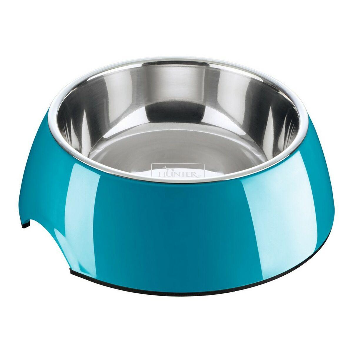 Comedero para Perro Hunter Melamina Acero Inoxidable Blue 160 ml (14,5 x 14,5 x 7 cm)