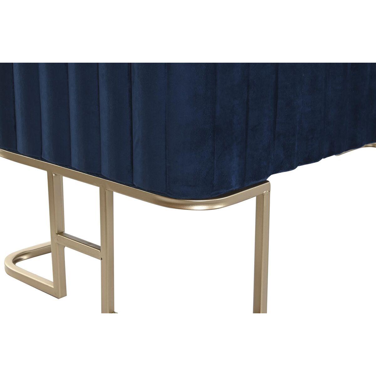 Banqueta DKD Home Decor   Azul Metal Terciopelo (110 x 40 x 47 cm)