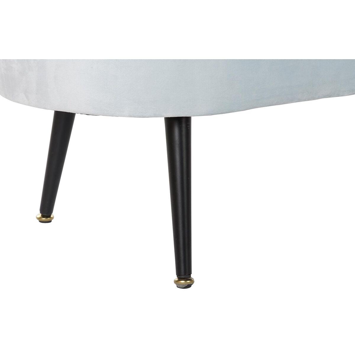 Banqueta DKD Home Decor   Negro Metal Poliéster Azul cielo (120 x 40 x 45 cm)