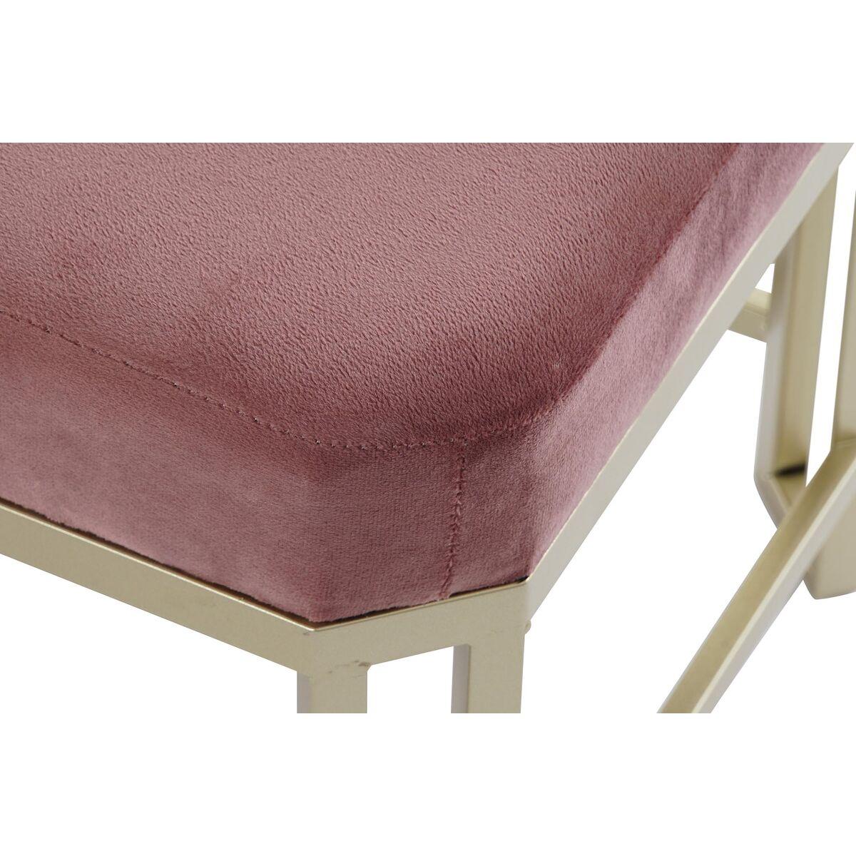 Banqueta DKD Home Decor   Rosa Metal Terciopelo (120 x 40 x 46 cm)