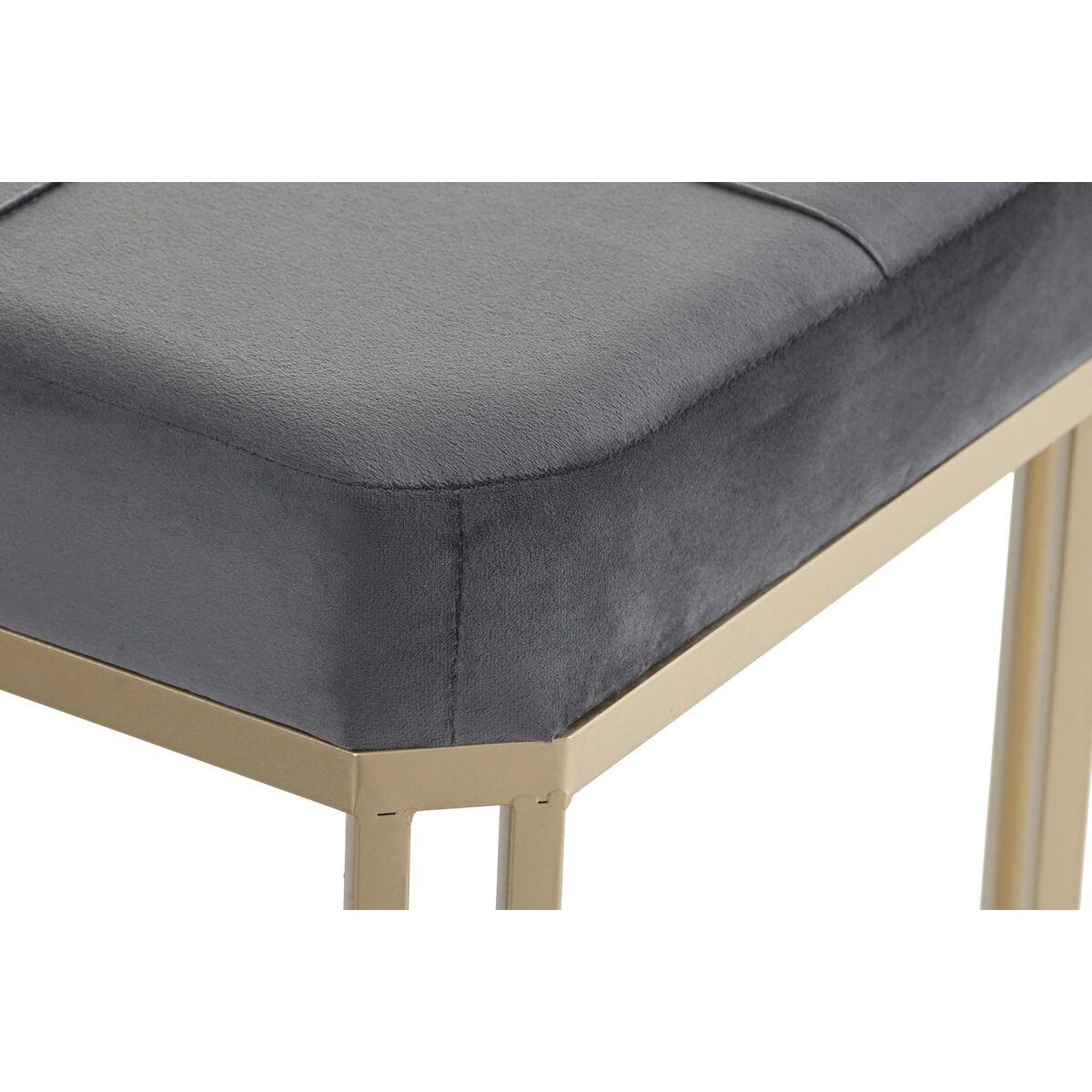 Banqueta DKD Home Decor   Gris Metal Terciopelo (120 x 40 x 47 cm)