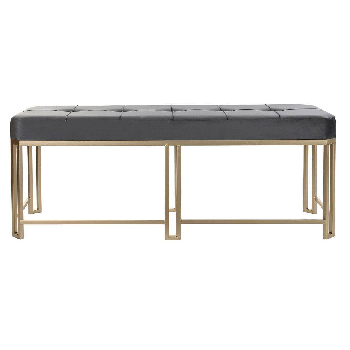 Banqueta DKD Home Decor   Gris Metal Terciopelo (120 x 40 x 47 cm)