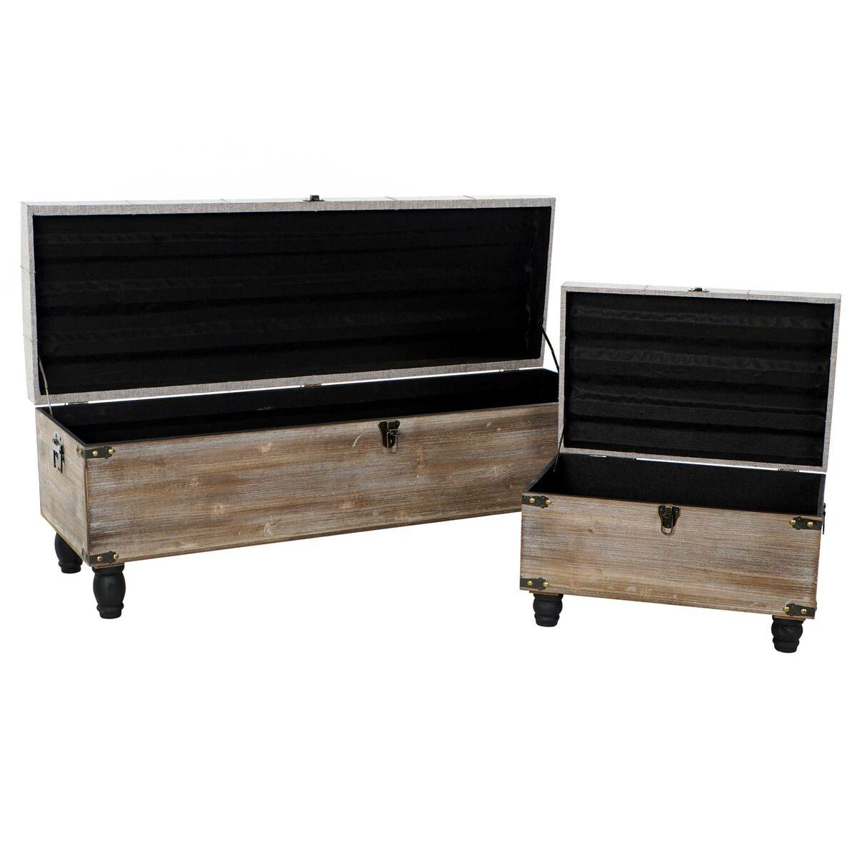 Banqueta DKD Home Decor   Negro Gris Madera Marrón Poliéster (120 x 40 x 42 cm)