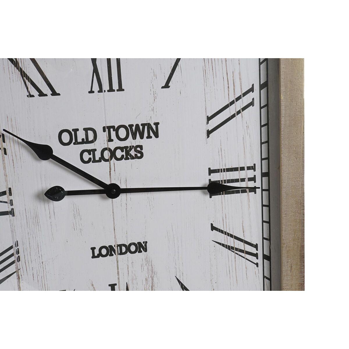 Reloj de Pared DKD Home Decor Blanco Natural Hierro Madera MDF 60 x 4,5 x 75 cm (2 Unidades)