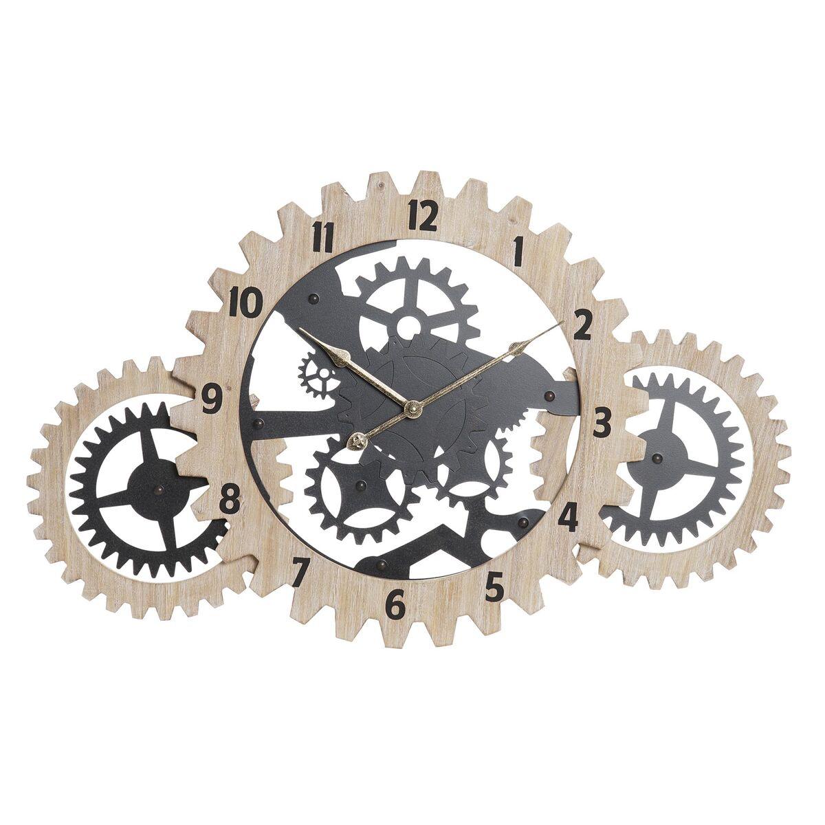 DKD Home Decor Reloj de Pared DKD Home Decor Natural Negro MDF Engranajes 70 x 4 x 45 cm