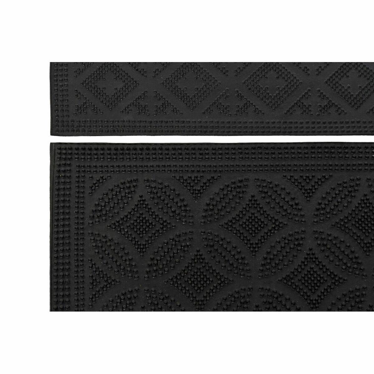 Felpudo DKD Home Decor Negro Goma 2 Unidades (60 x 40 x 0,3 cm)