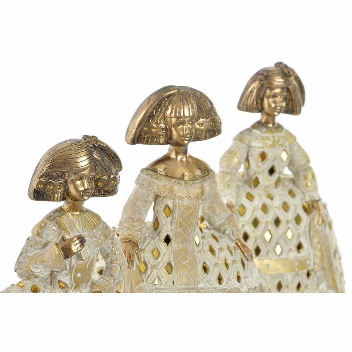 Figura Decorativa DKD Home Decor Espejo Beige Dorado Resina Dama Tradicional (18 x 13 x 23 cm) (3 Unidades)