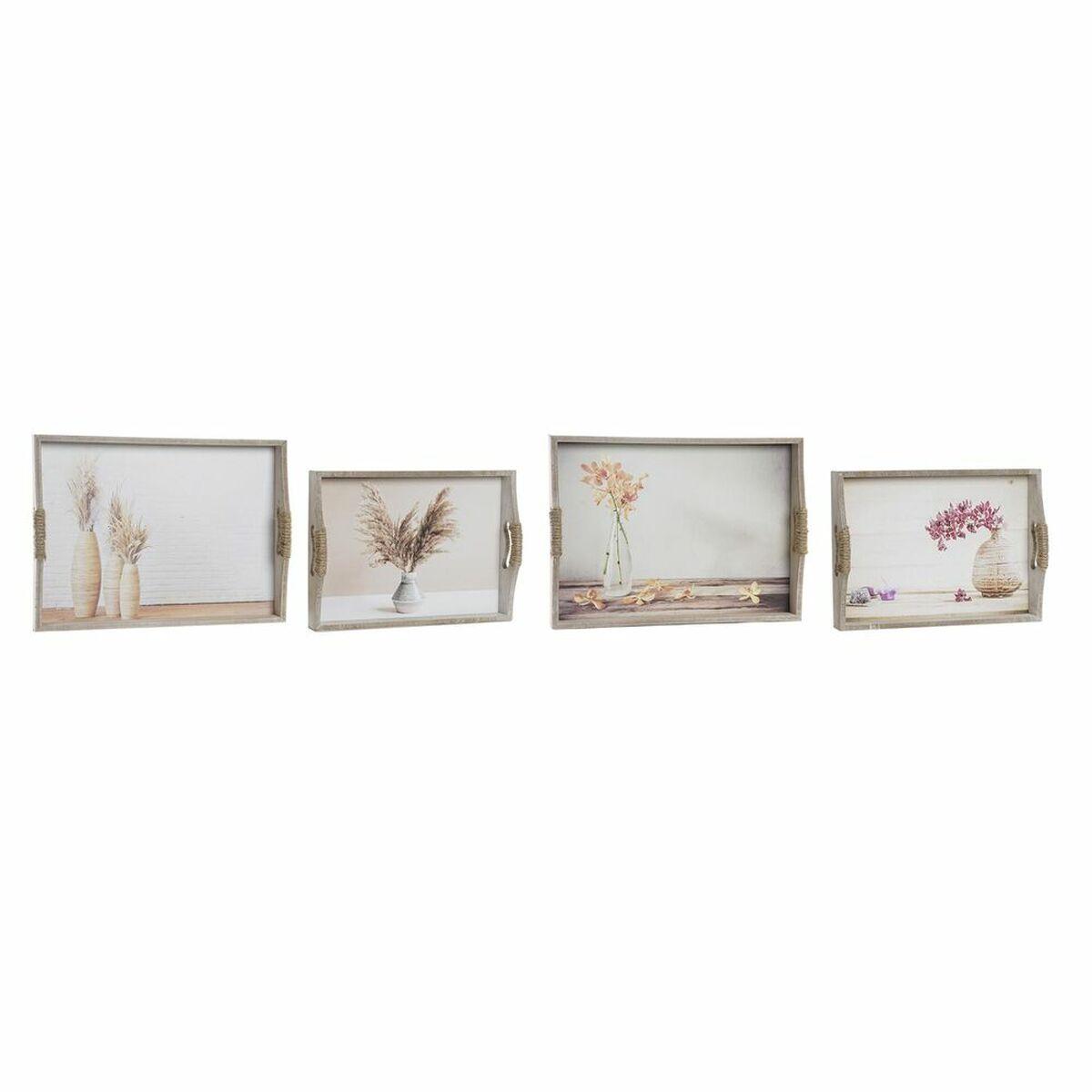 Juego de Bandejas DKD Home Decor Multicolor Dorado Madera MDF 40 x 30 x 6 cm (2 Unidades)