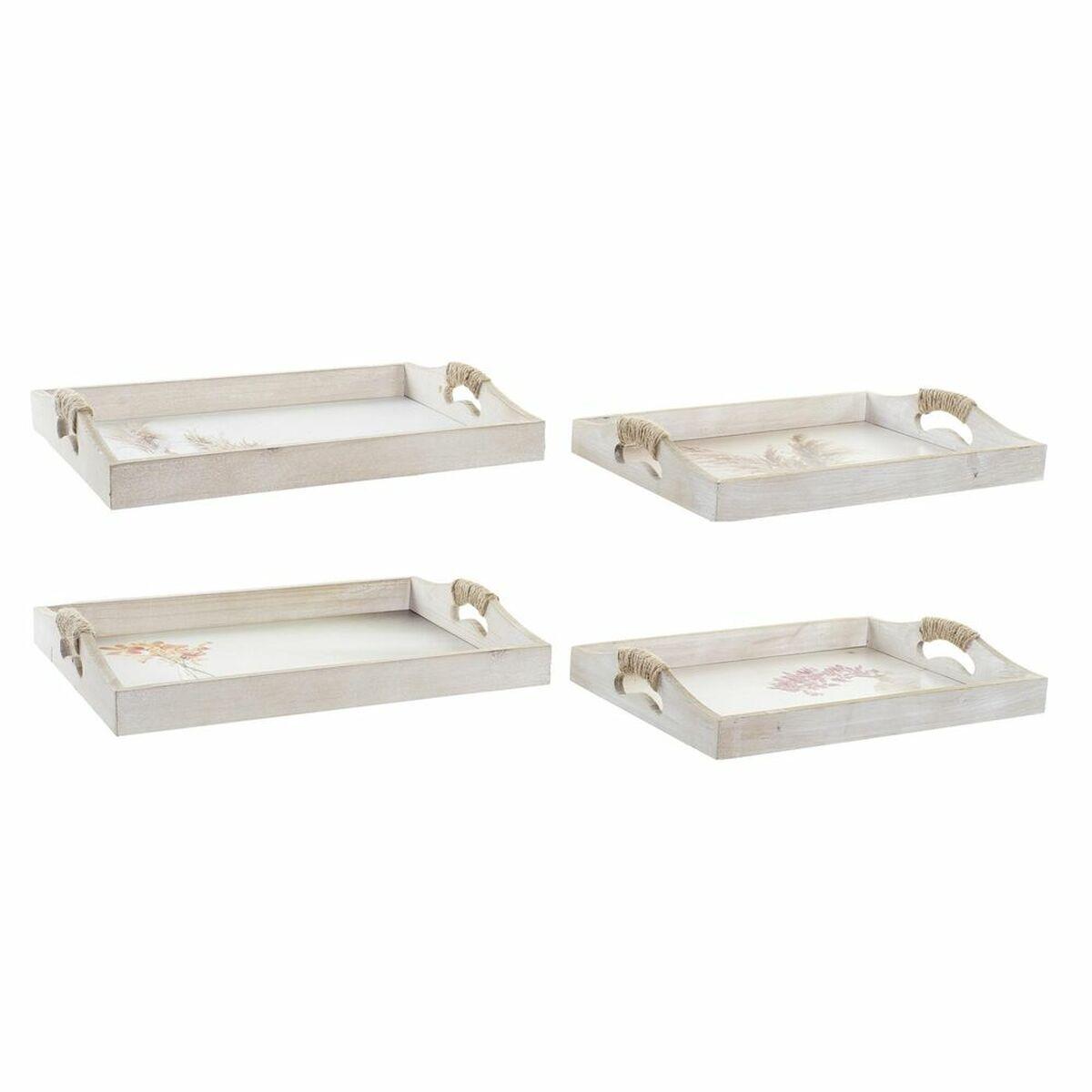 Juego de Bandejas DKD Home Decor Multicolor Dorado Madera MDF 40 x 30 x 6 cm (2 Unidades)