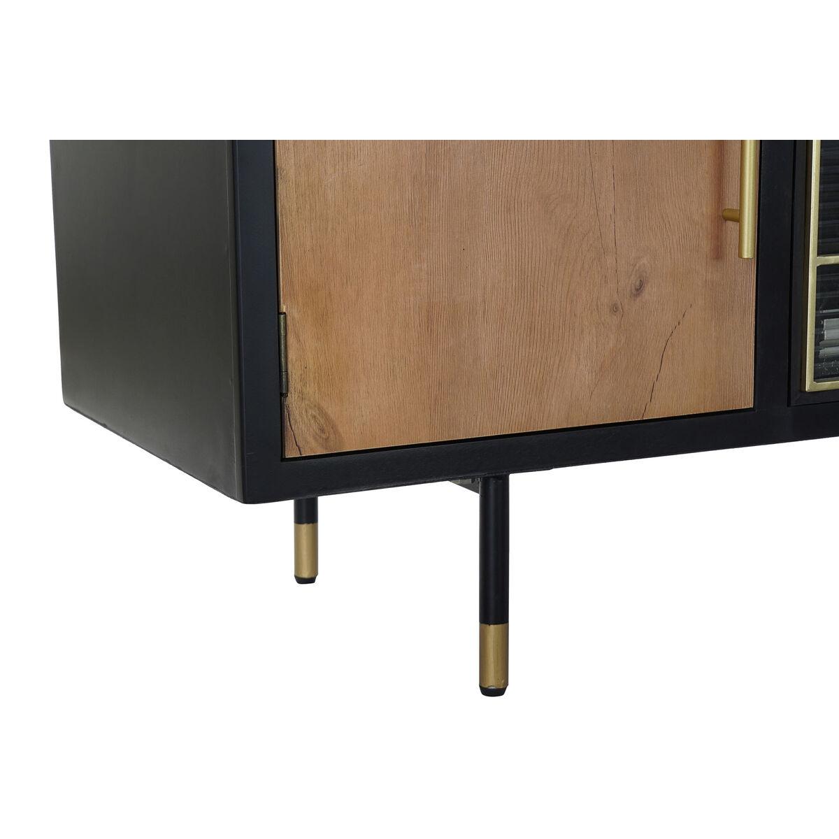 Mueble de TV DKD Home Decor Negro Marrón oscuro Cristal Madera MDF 166 x 40 x 55 cm