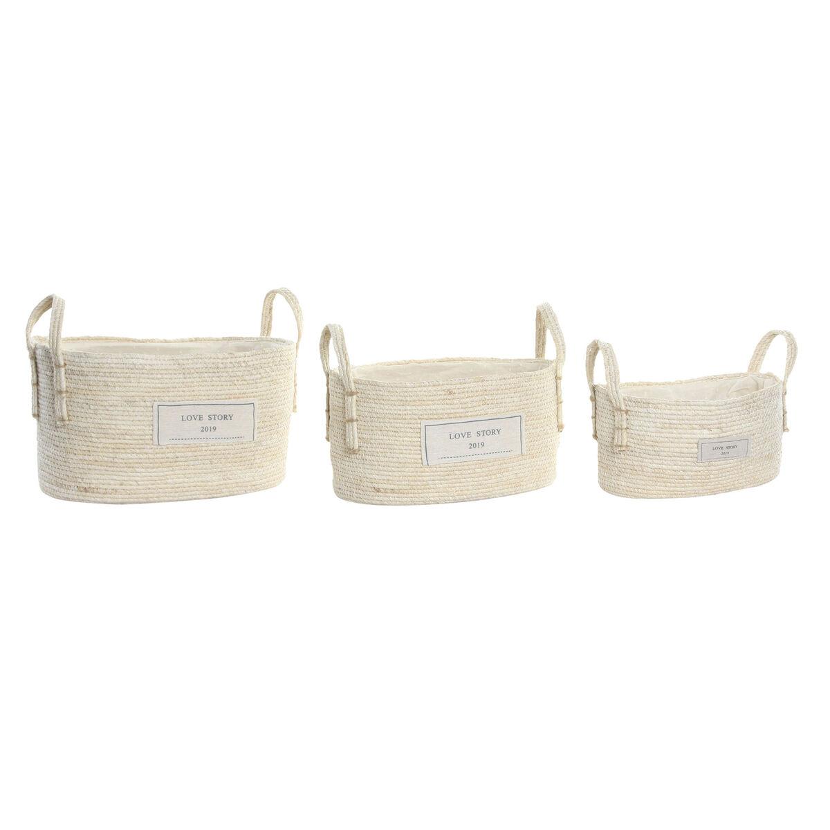Juego de Cestas DKD Home Decor Algodón Fibra (34 x 23 x 20 cm)