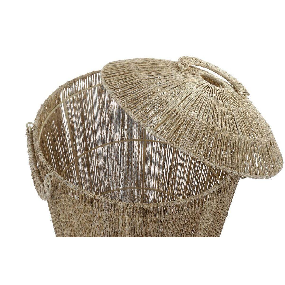 Juego de Cestas DKD Home Decor Marrón Natural Yute Jute Metal Boho 45 x 45 x 69 cm