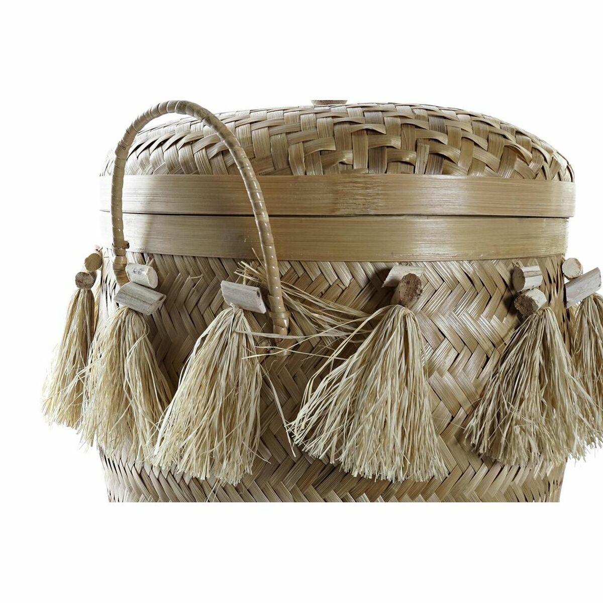 Juego de Cestas DKD Home Decor 39 x 39 x 55 cm Bambú Flecos Boho