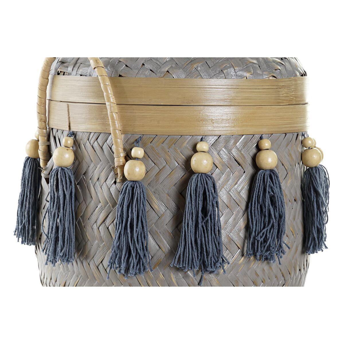 Juego de Cestas DKD Home Decor 39 x 39 x 55 cm Bambú Flecos Boho