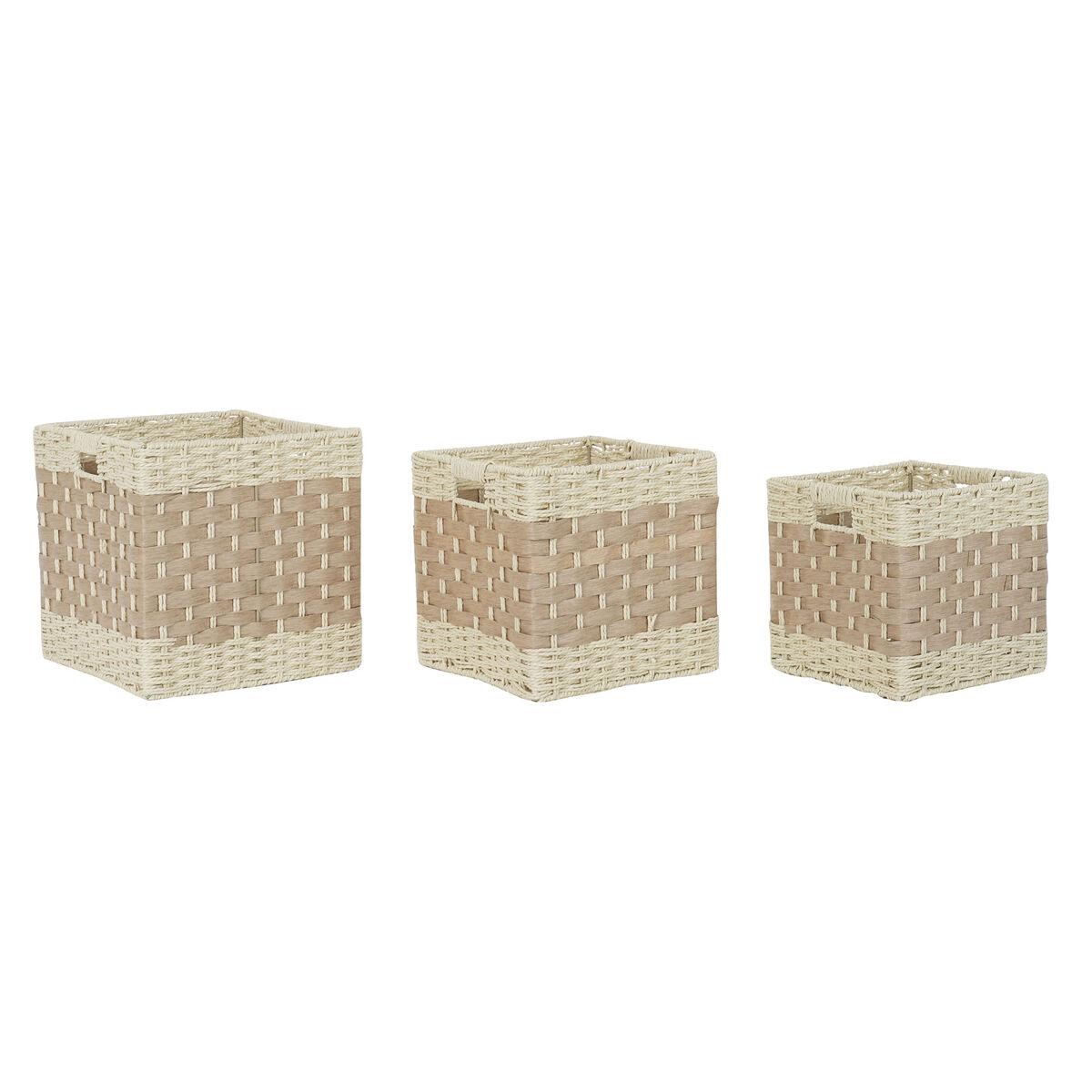 Juego de Cestas DKD Home Decor Metal Fibra Cottage (30 x 30 x 30 cm)