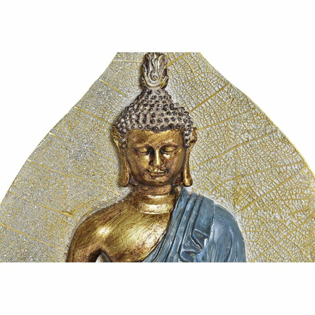 Figura Decorativa DKD Home Decor Azul Rojo Naranja Dorado Buda Oriental 15,5 x 5 x 20,7 cm (3 Unidades)