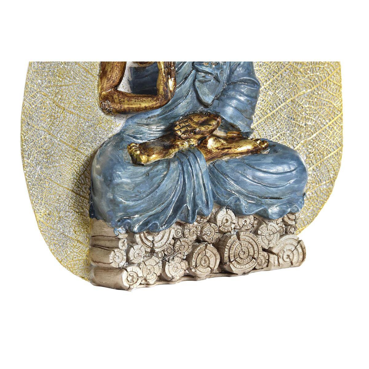 Figura Decorativa DKD Home Decor Azul Rojo Naranja Dorado Buda Oriental 15,5 x 5 x 20,7 cm (3 Unidades)