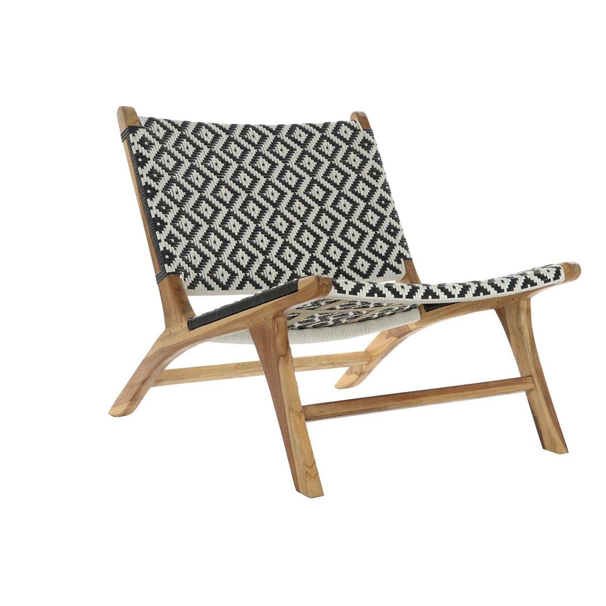 Silla de Jardín DKD Home Decor Blanco Negro Natural PVC Teca 65 x 80 x 68 cm
