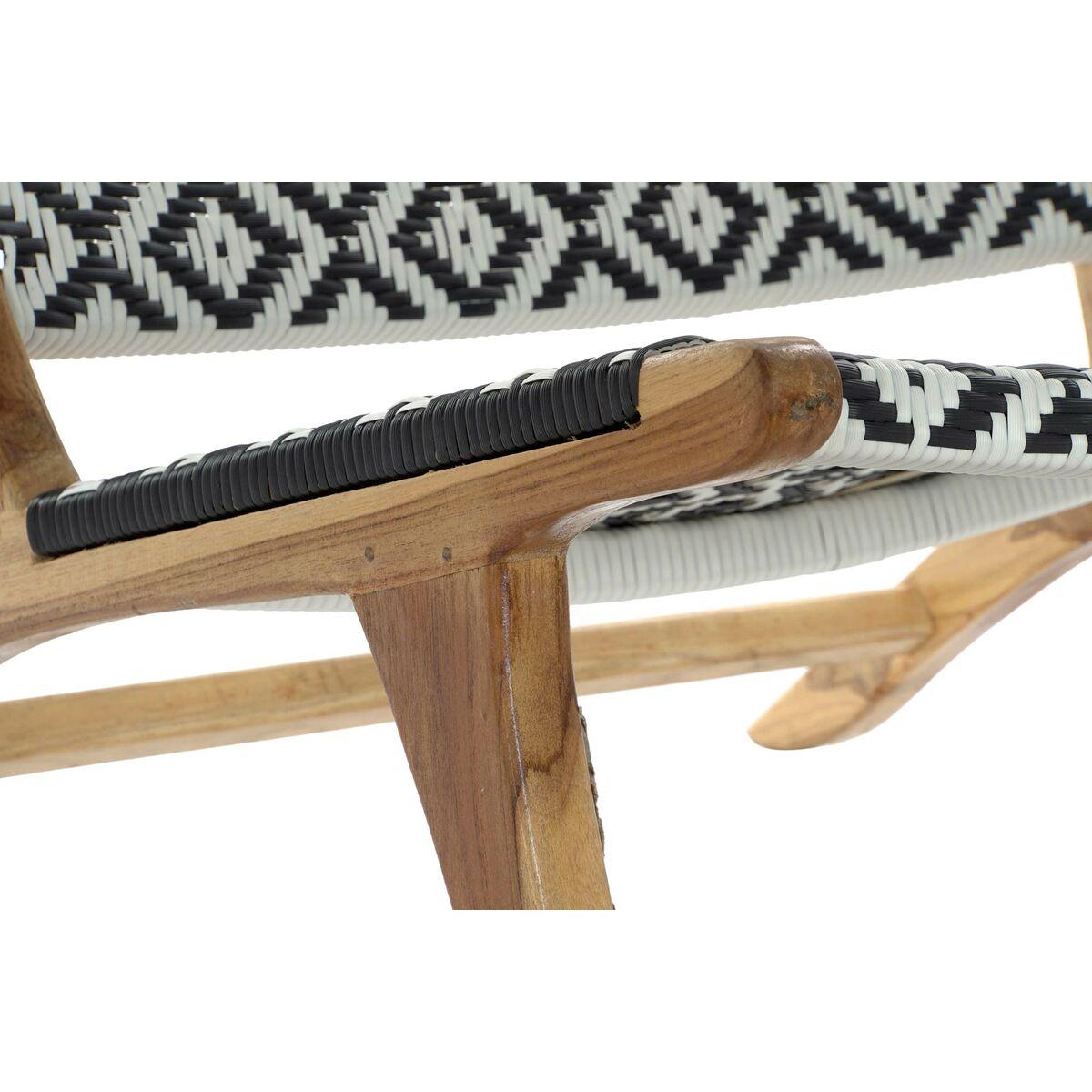 Silla de Jardín DKD Home Decor Blanco Negro Natural PVC Teca 65 x 80 x 68 cm