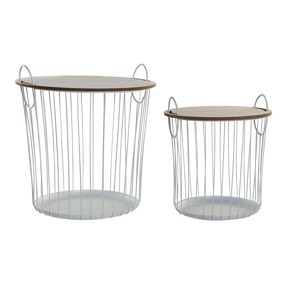 Juego de 2 mesas DKD Home Decor Blanco Natural 43 x 43 x 46 cm