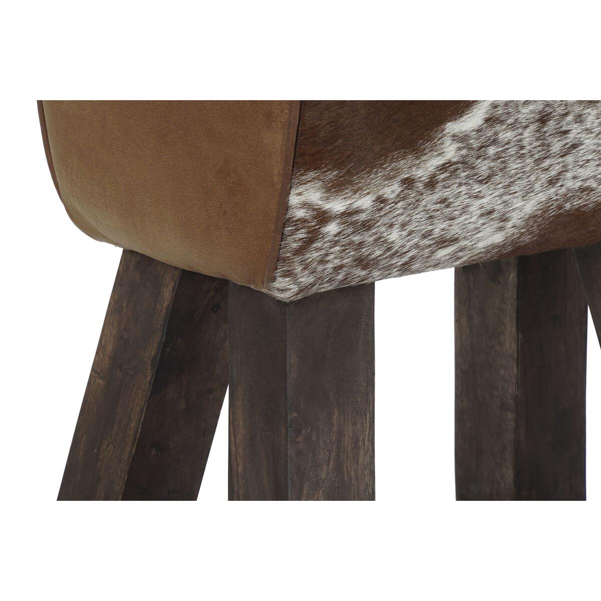 Taburete DKD Home Decor Blanco Marrón Negro Piel Madera 50 x 35 x 75 cm