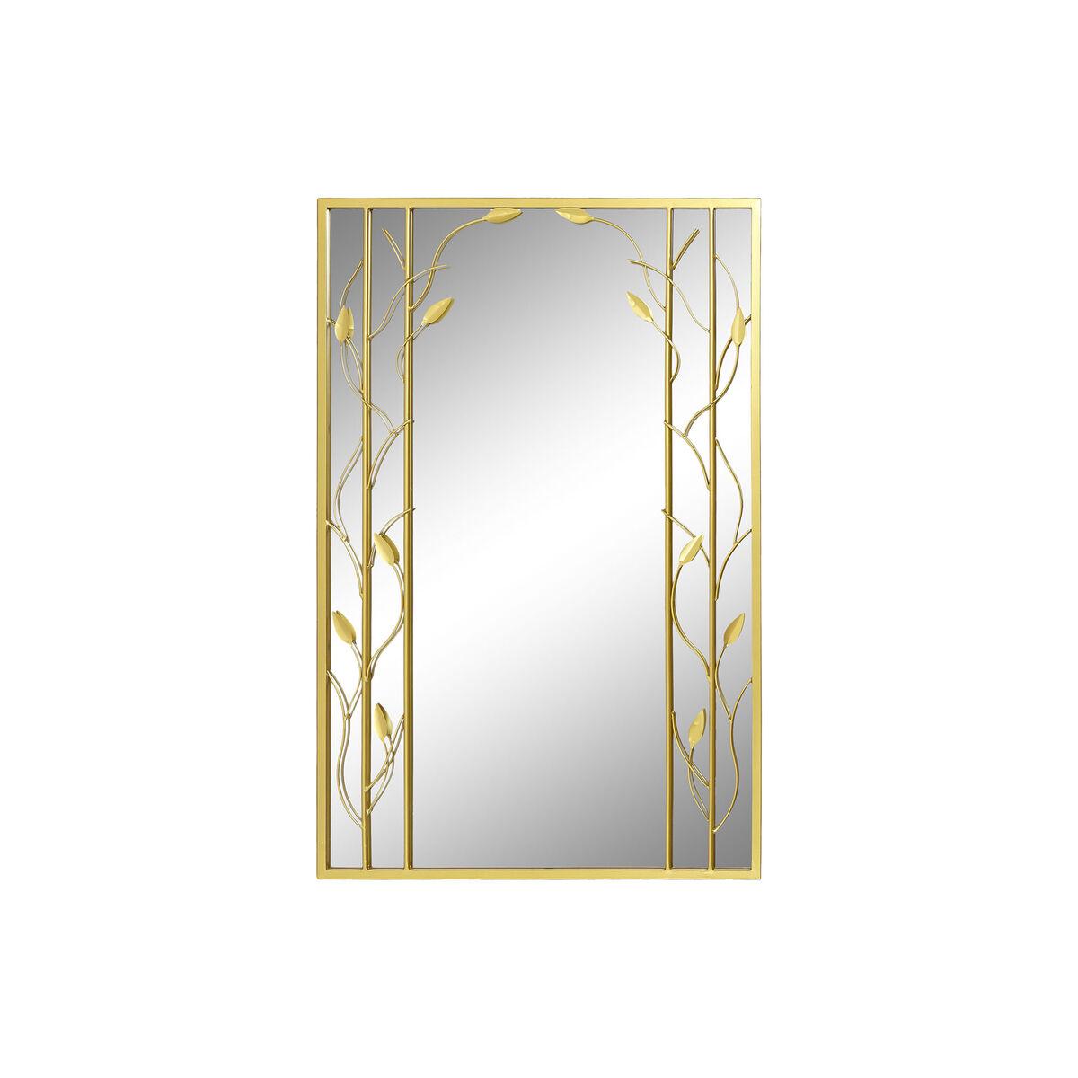 Espejo de pared DKD Home Decor Dorado Hoja de planta 60 x 2 x 90 cm