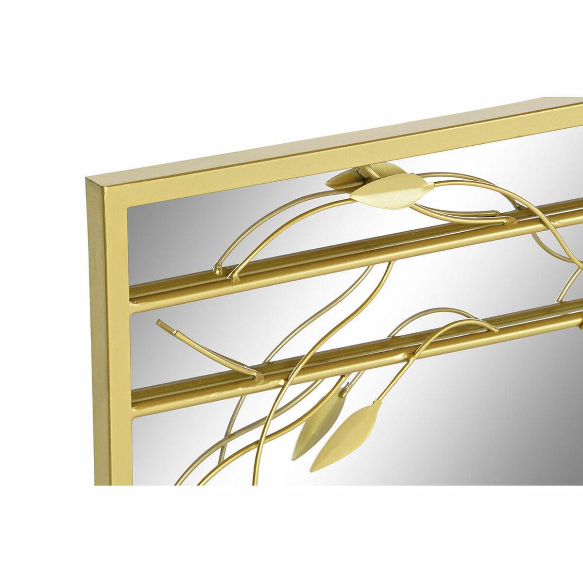 Espejo de pared DKD Home Decor Dorado Hoja de planta 60 x 2 x 90 cm