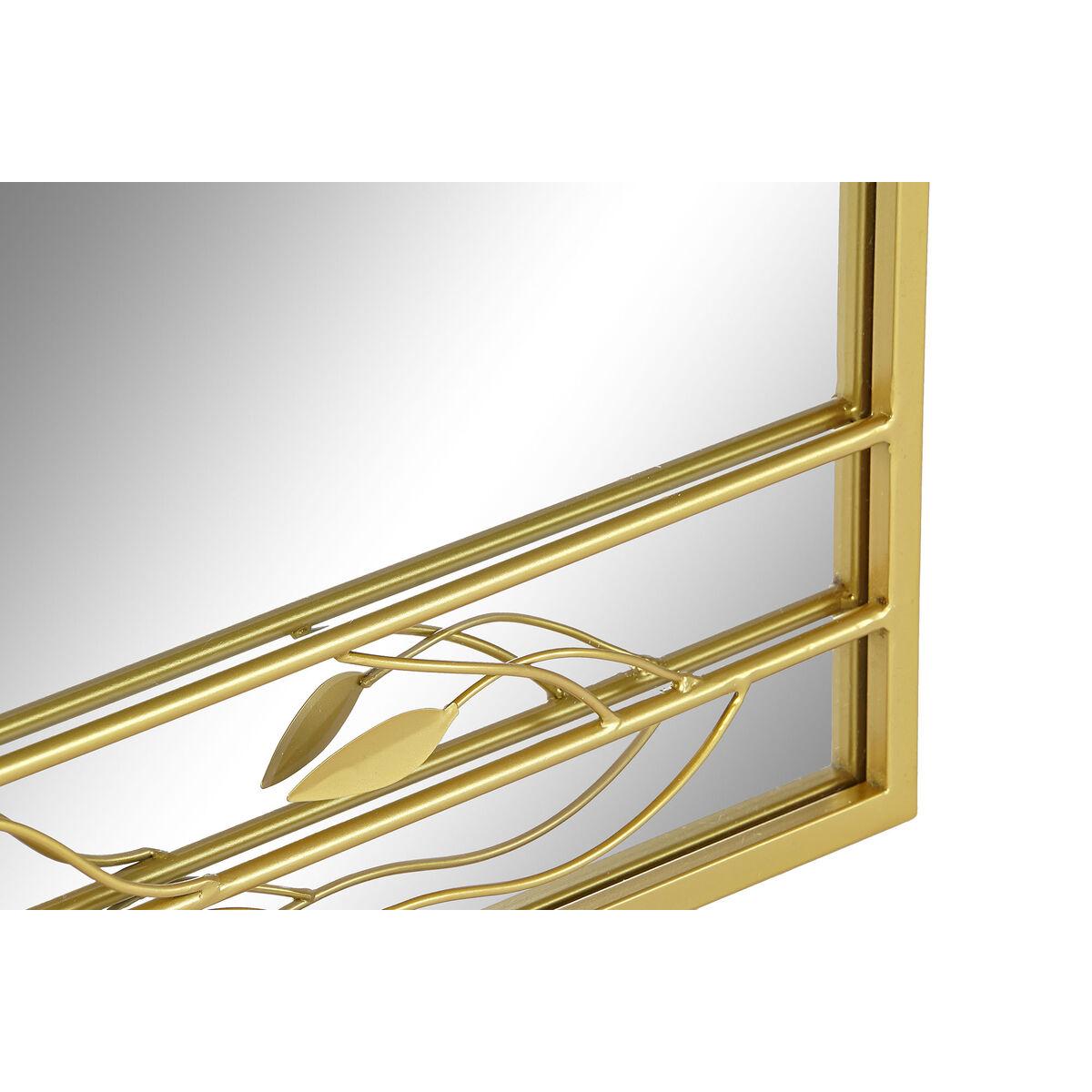Espejo de pared DKD Home Decor Dorado Hoja de planta 60 x 2 x 90 cm