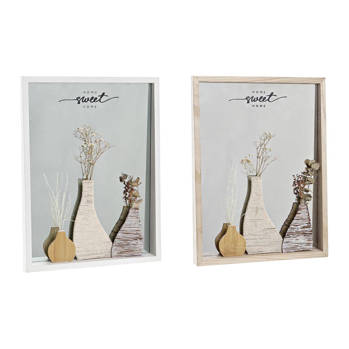 Espejo de pared DKD Home Decor Blanco Natural Cottage 30 x 4 x 40 cm (2 Unidades) (2 Piezas)