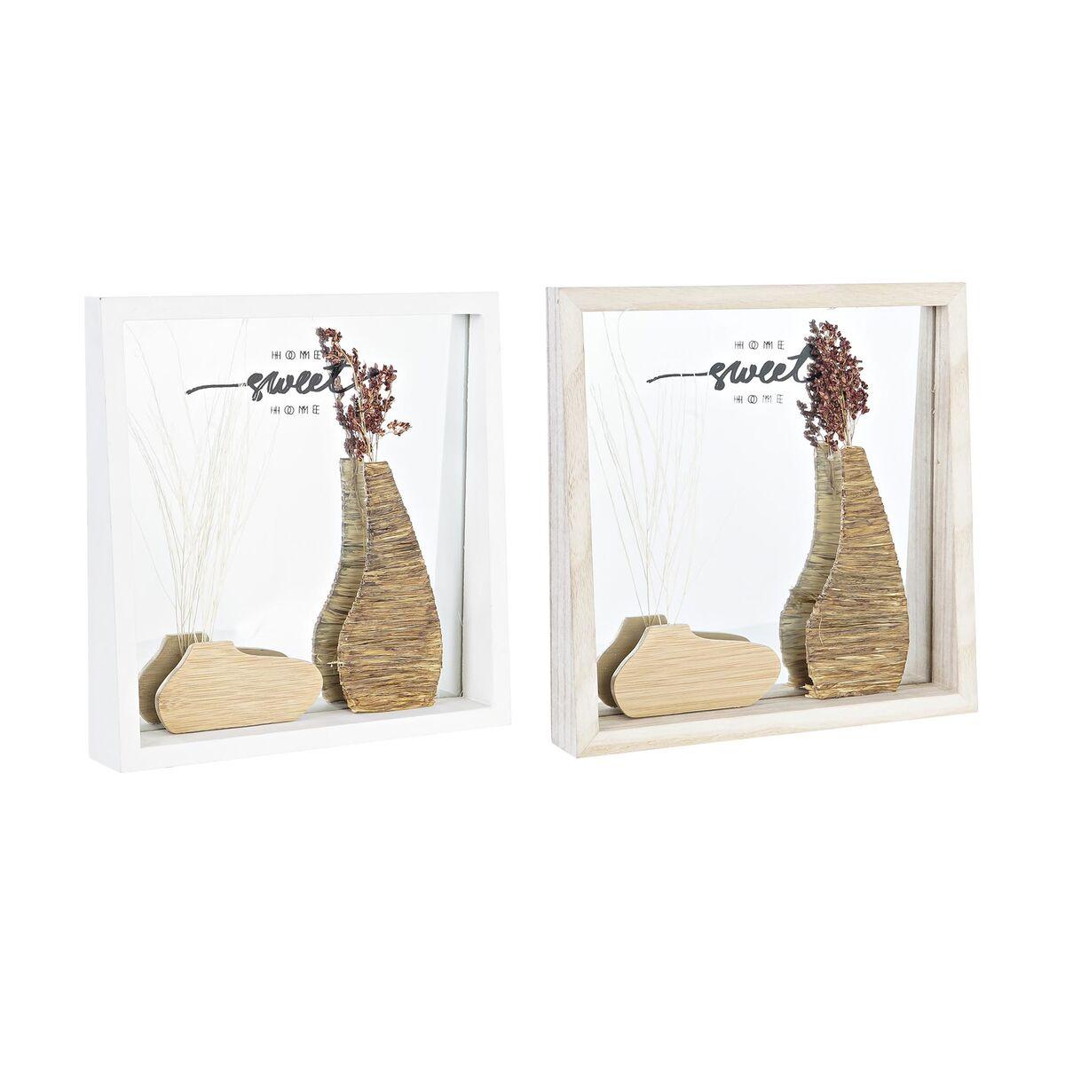 Espejo de pared DKD Home Decor Blanco Natural Cottage 25 x 4 x 25 cm (2 Unidades)